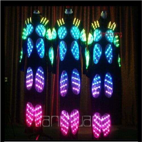 TC-14 Robot men costumes full color LED colorful ballroom dj wears dancing luminous light stage robot suit Programmable clothes