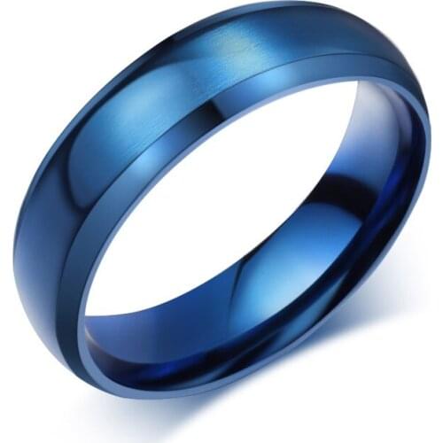 Matte finished Blue titanium steel ring women indian jewelry men