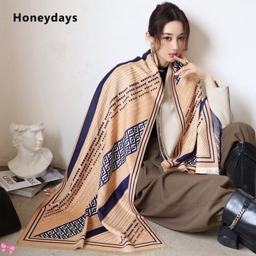 New Luxury Brand Check Printed Cashmere Scarf Ladies Double Sided Pashmina Thick Shawl Travel Warmth Wraps Cape Quality Poncho