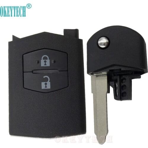 OkeyTech 2 Buttons Car Remote Flip Key Shell Cover Case For Mazda 2 3 5 6 RX8 MX5 CX6 Uncut Blade Replacement FOB Free Shipping
