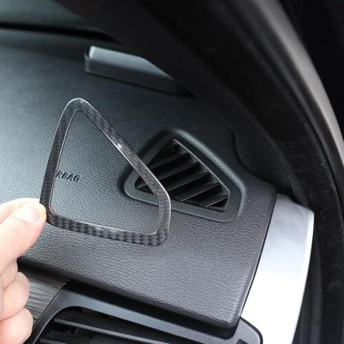 For BMW X5 X6 F15 F16 2014-2018 Real Carbon Fiber Car Dashboard Panel Air Condition Outlet Frame Cover Sticker Car Accessories
