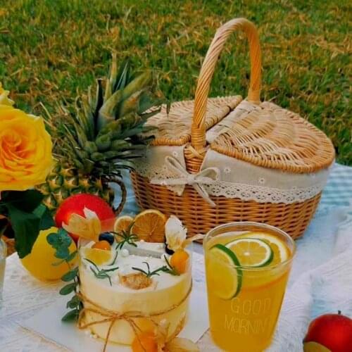 Wicker Woven Storage Baskets Plant Rattan Willow Camping Picnic Basket for Fruit Flower Gift Container Organizer Home Decoration