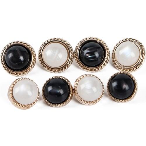 10pcs Lady Shirts Black Pearl Metal Buttons For Womens Clothing Dress Button Sewing Blouse Sweater Needlework 12mm