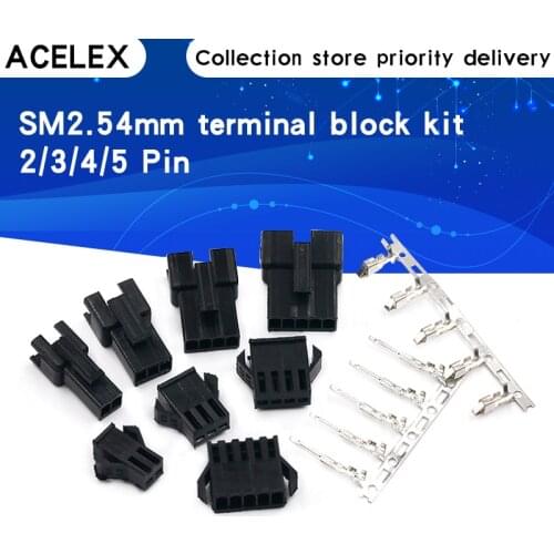 200PCS JST SM Connector Plug Pitch 2.54MM Female and Male Housing + Terminals SM-2P SM-2R JST SM2.54 2/3/4/5/6/7/8 P Pin
