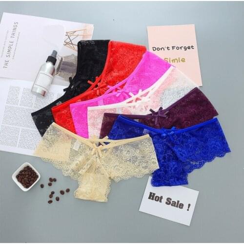 Sexy Women Lace Panties Fashion Low Waist Panties Cross Back Briefs Lingeries