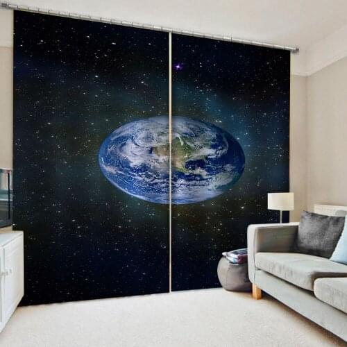 Morden black blue sky stars curtains Bedroom living room windproof thickening blackout fabric