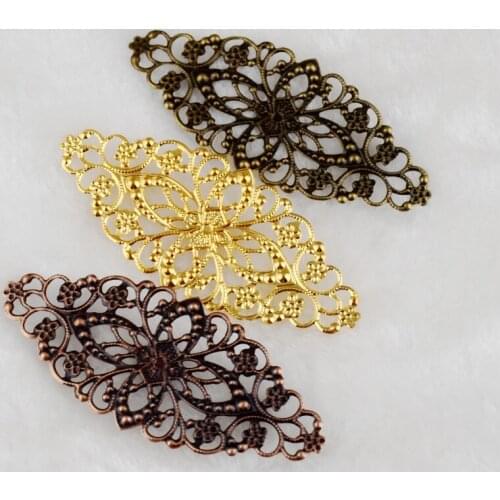 Free shipping-30Pcs Mixed Colour Filigree Flower Wraps Filigree Connectors Metal Crafts Decoration DIY Findings 8x3.5cm D3046