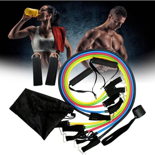 Muscle Training Latex Resistance Bands Gym Door Anchor Ankle Straps With Bag Kit Set Yoga Exercise Fitness Band Rubber Loop Tube