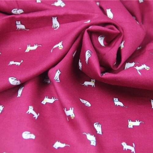 Rayon/Cotton Dark PurplishWhite Cat Twill Fabrics Thin Soft Drape Fine for Summer Home Clothes Apparel Blouse Dress Handwork