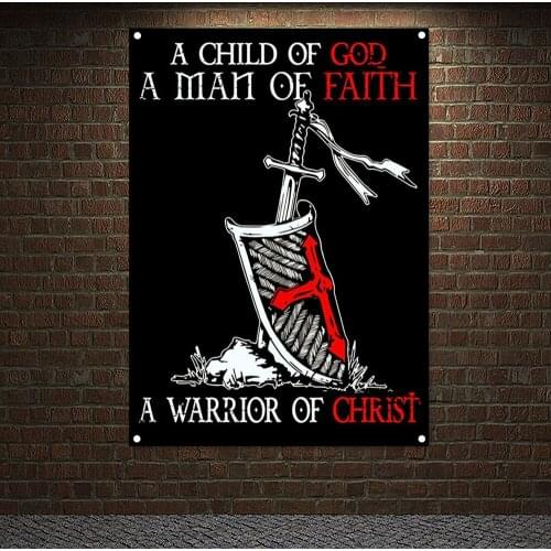 Order of the Temple Banners Flag Wall Art Vintage Crusaders Posters Canvas Painting Knights Templar Armor Wallpaper Home Decor 6
