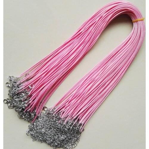 Lobster clasp 1.5mm 100pcs pink Wax Leather cord necklace rope pendant 45cm with Lobster clasp jewelry diy pendants lot free