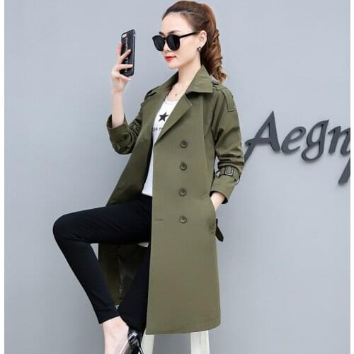 2020 NEW fashion Plus Size Long Trench Coats for Women Spring Autumn Coat Casual Double-breasted belt Windbreaker Overcoat XA124