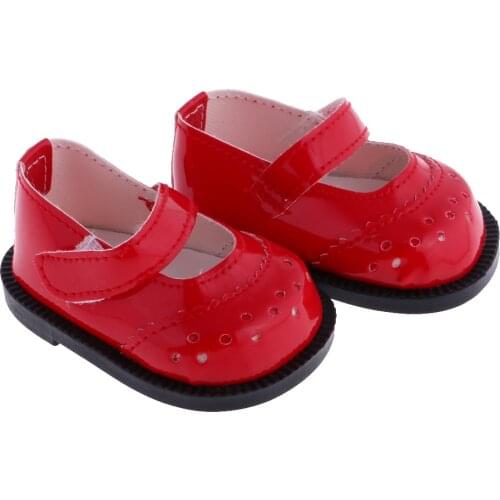 1 Pair of Trendy Red PU Shoes Party Shoes for American Doll Doll