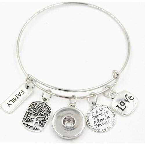 1PC Family Jewelry Family Tree Charm Bracelet Expandable Bangle Snap Bracelets Jewelry for Family Gift