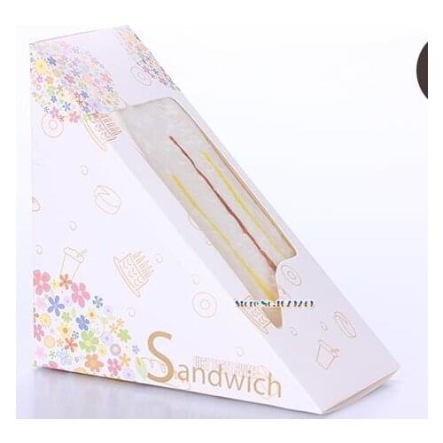 17x6.5x12cm Sandwich Box, Baking sandwich Packaging Box with clear Window T riangular cake Packaging Box 100pcs/lot