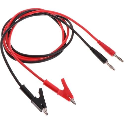 2pcs 4mm Banana Plug to Crocodile Alligator Clip Test Probe Lead Wire Cable 1m