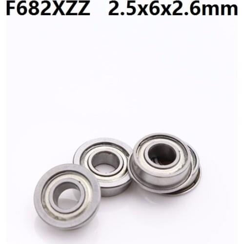 200pcs/lot F682XZZ F682 F682X ZZ Flange bearing 2.5x6x2.6 mm shielded flanged deep groove ball bearings Miniature 2.5*6*2.6 mm
