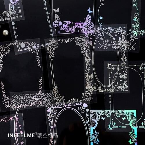 8 Sheets Colorful Vintage European Frame Decoration Album Planner Stickers Scrapbooking Diary Sticky Paper Flakes