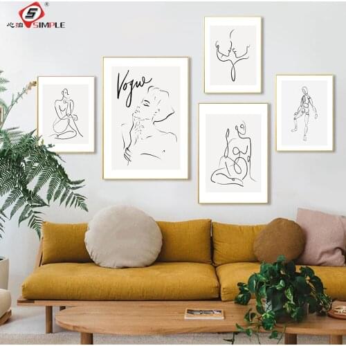 Abstract Vogue Mannequin Picture Nordic Canvas Painting Wall Art Line Drawing Figure Posters Print for Living Room Home Decor