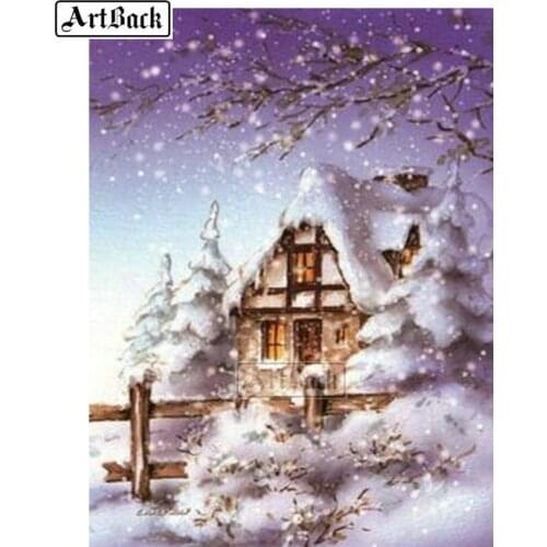 New 5d diamond painting house snow tree picture full square drill diamond cross stitch crystal mosaic embroidery home decoration