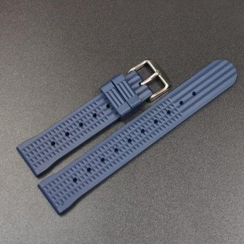STEELDIVE Automatic Mechanical Strap Replacement Watch Bands Automatic Dive Watches Blue Rubber Waffle Strap 20/22mm