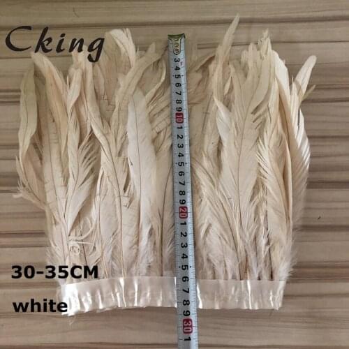 CKing 2 meters White coque Feather trim 30-35cm 12-14inch rooster tail Feathers trims fringes strip wedding christmas decoration