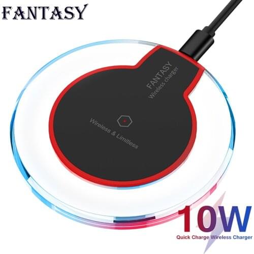 10W QI Wireless Charger Transparent Quick Charging Pad for iPhone X Xs Max XR 8 Samsung Galaxy Note 8 S8 for Huawei Mate 30 Pro
