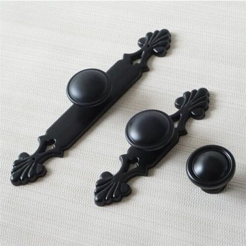 Black Dresser Knobs Handles Drawer Knob Pulls Handles Back Plate Retro Kitchen Cabinet Pull Knobs Handle Furniture Hardware