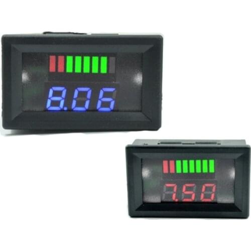 DC Red Blue LED Digital Display Voltmeter Mini Voltage Meter Volt Tester Panel For 8.4v12V24V36V48V60V Cars Motorcycles Vehicles