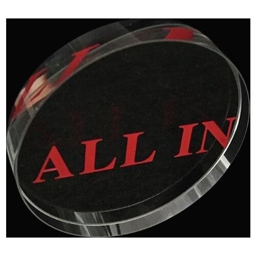 Poker Chips All In Transparent Crystal Texas Casinos Round Special Accessories Red Engraving All In Typeface Entertainment