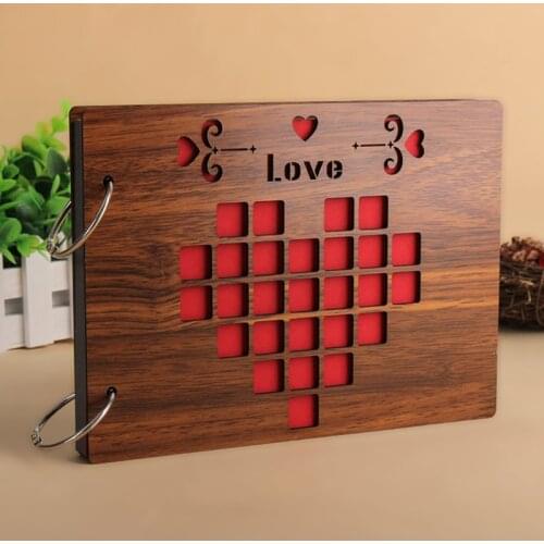 8 Inch Wood Cover Albums Handmade Loose Leaf Pasted Photo Album Personalized Baby Lovers DIY Wedding Memorial Photo Album