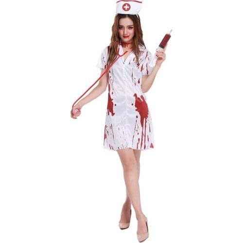 Halloween Horror Bloodstained Nurse Costume Cosplay Costume Costume Character Cross-dressing Female Nurse Costume