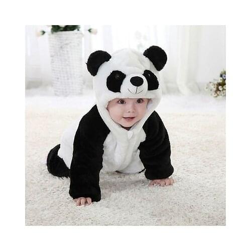 Newborn Baby Boys Girls Panda One Piece Long Sleeve Cotton Rompers Clothing Set