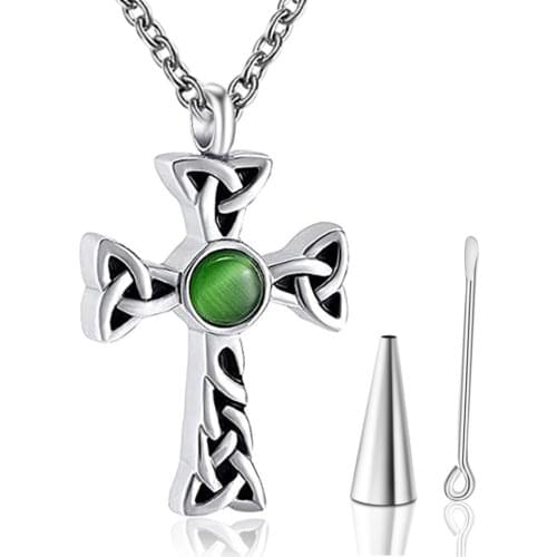 Cross Memorial Urns Necklace Human/ Pet Ash Casket Memorial Cremation Pendant Stainless Steel Jewelry Can Open