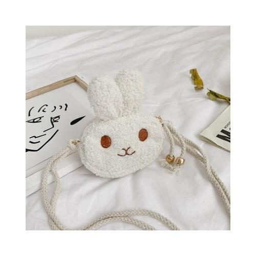 Fashion Kids Small Shoulder Bags Winter Plush Cartoon Children Crossbody Bag Cute Little Rabbit Baby Girls Coin Purse Handbags
