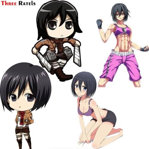 Three Ratels FC912 chibi Ackerman Attack on Titan Anime girl car sticker Personalized creative scratch stickers pvc decals