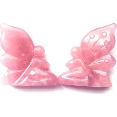 Natural Beautiful Carved Animal Crystal Rose Quartz Amethyst Butterfly Fairy Polished Carving For Gift Decoration