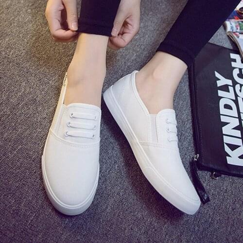 Spring and autumn new womens canvas shoes, thick-soled, breathable, wear-resistant, one-step thick-soled white shoes