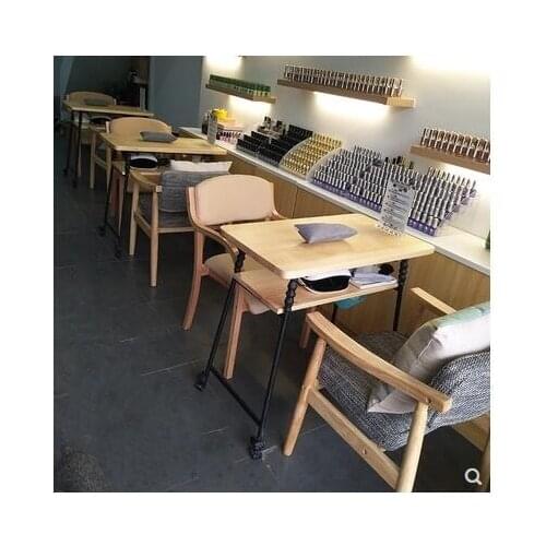 New double deck manicure table for single person, double person and three person solid wood