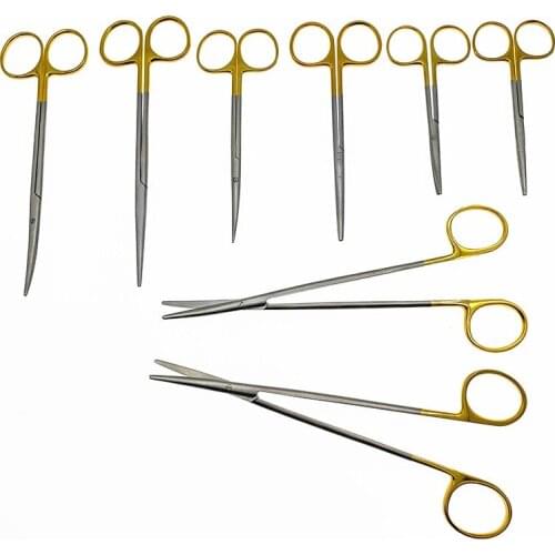 Gold handle blunt scissors nose plastic tool nasal head round scissors double eyelid tools