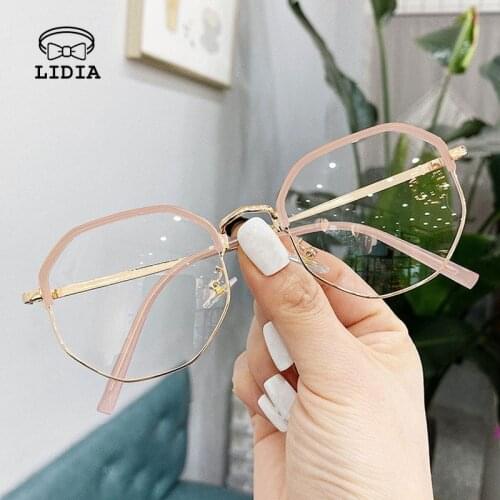 Myopia Glasses Degree -1.0 -1.5 -2.0 -2.5 -3.0 To -6.0 Anti Blue Light Radiation Ultra Light Polygonal Glasses Oversized Eyewear