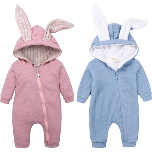 Infant Girls Clothing Warm Winter Baby Romper Lovely Newborn Boys Overall Costume Jumpsuit Long Sleeve Bodysuit Cute Rabbit Set