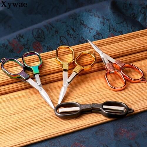 Top Quality Zinc Alloy Folding Scissors Keychain Fishing Scissor Cutter Camping Tool Embroidery Scissors Fabric Yarn Scissors