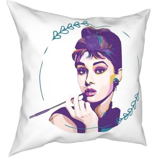 Audrey Hepburn Pillow Cover Home Decorative Cushions Throw Pillow for Home Polyester Double-sided Printing Leisure