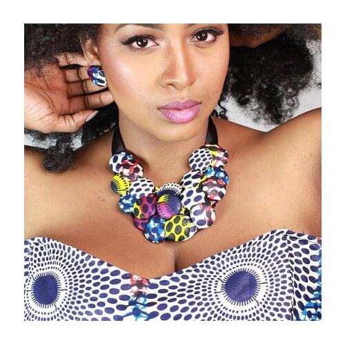 Colourful African Button Necklace African Accessories Women Bohemia Style Women Necklaces Rope Chain Statement Necklace WYA10