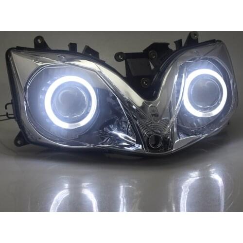 Motorcycle HID Projector Headlight Assembly Head Lamp For Honda CBR 600 CBR600 F4i 01-07 w/ White Angel Eyes LED DRL Headlamp