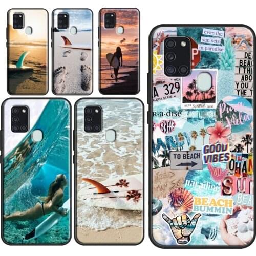 Beach Surf Board Ocean Waves Case For Samsung A52 A72 A32 A12 A21S A20e A10 A20 A30 A40 A50 A70 A11 A31 A41 A51 A71