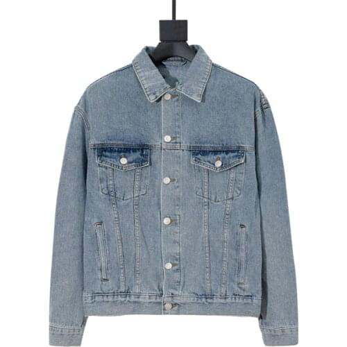 Plumn Mens Coats Jackets Denim Jacket with Large Embroidered Logo on The Back Unisex Jackets