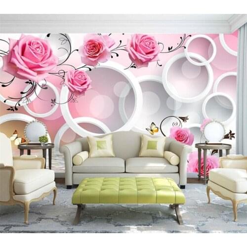 Custom Mural Fantasy Flowers 3D обои Stereo Box TV Background Wall Rose Pattern Circle Wallpaper Living Room Decoration Painting