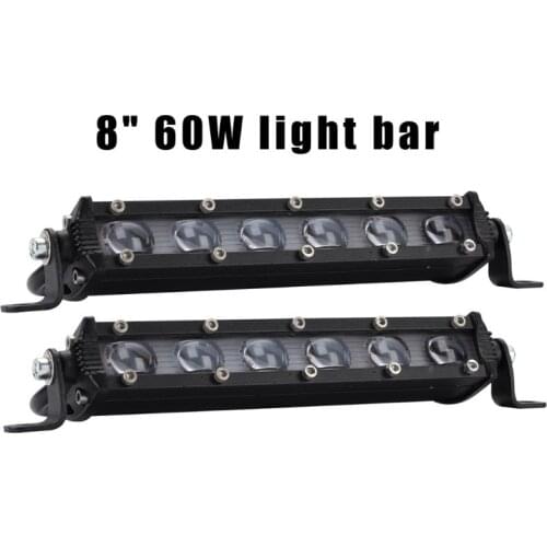 8inch 60W Long Bar Work Light LED Spotlight Flood Spot Suv Boat Driving Lamp For Offroad